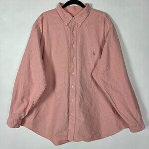 Ralph Lauren 100% Cotton Preppy Mens Medium Long Sleeve Red Button Shirt